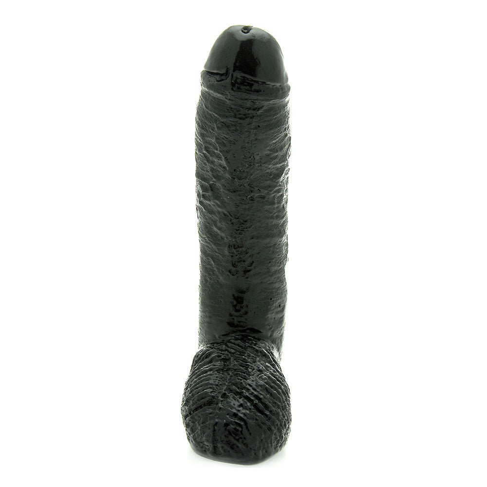 Basix 10 Inch Fat Boy Black Dildo|Side View|"black detail - side view"
