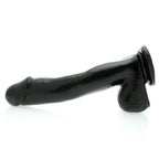 Basix 12 Inch Dong With Suction Cup Black|Front View|"suction design - front view"