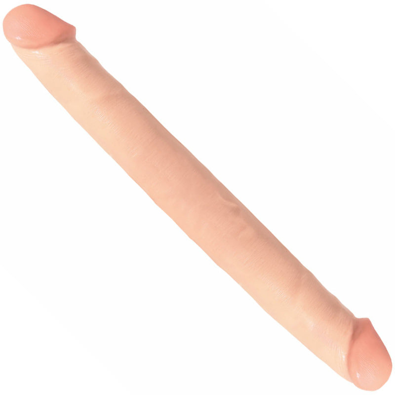 Basix 12 Inch Double Dong Flesh|Front View|"double design - front view"
