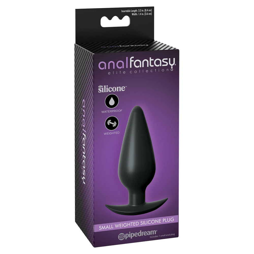 Anal Fantasy Elite Collection Small Weighted Silicone Butt Plug|Side View|"elite plug design-side view"|
