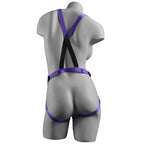 Dillio Strap On Suspender Harness With Silicone 7 Inch Purple Do|Side View|"harness detail - side view"