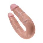 King Cock Medium Double Trouble Flesh Dildo|Side View|"texture detail - side view"
