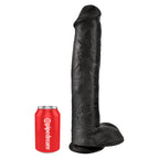 King Cock 15 Inch Cock with Balls Black|Side View|"black cock balls - side view"