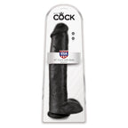 King Cock 15 Inch Cock with Balls Black|Detail View|"black cock balls - detail view"