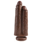 King Cock Two Cocks One Hole 9 Inch Brown Dildo|Front View|"dual design - front view"