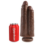 King Cock Two Cocks One Hole 9 Inch Brown Dildo|Side View|"texture detail - side view"