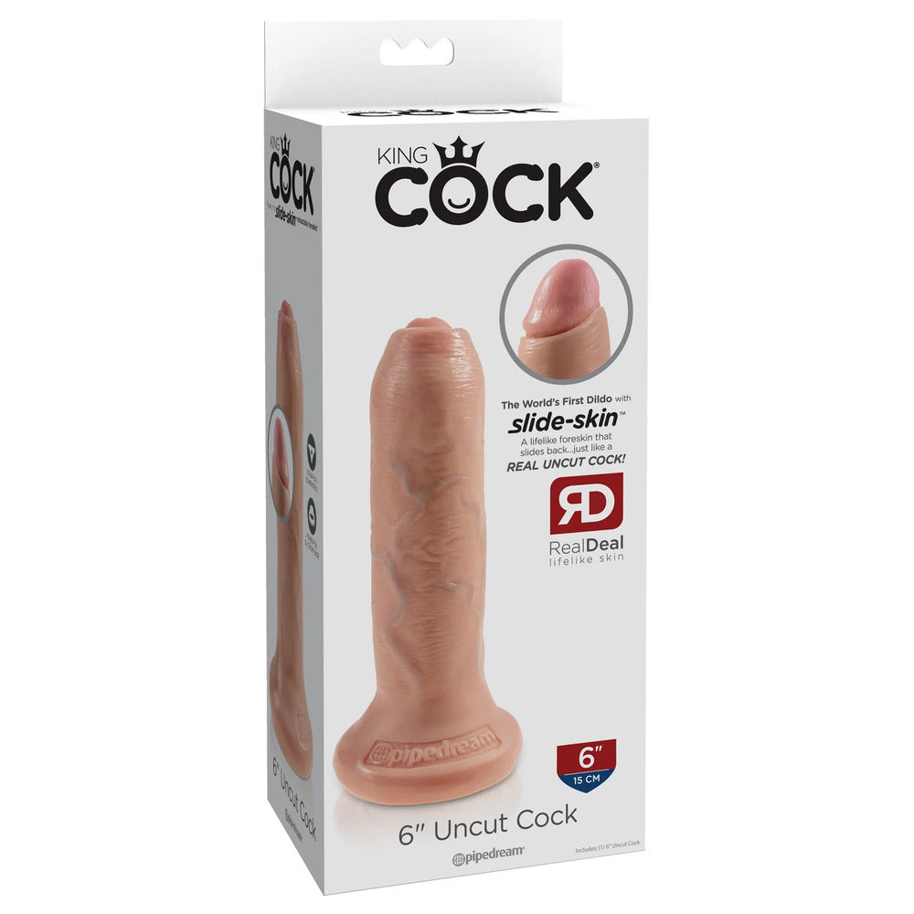 King Cock 6 Inch Uncut Cock Dildo|Detail View|"surface detail - detail view"