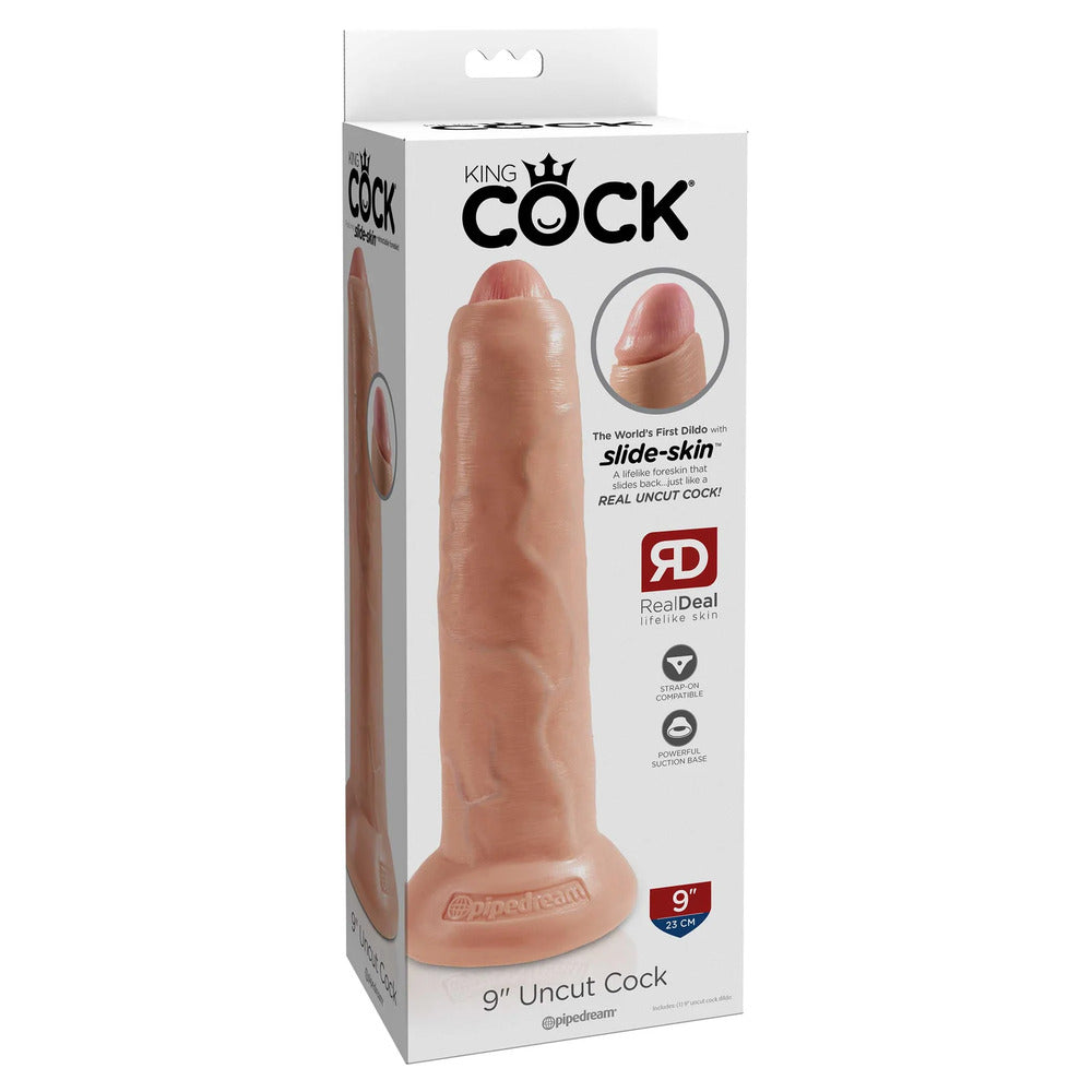 King Cock 9 Inch Flesh Uncut Cock Dildo|Detail View|"surface detail - detail view"