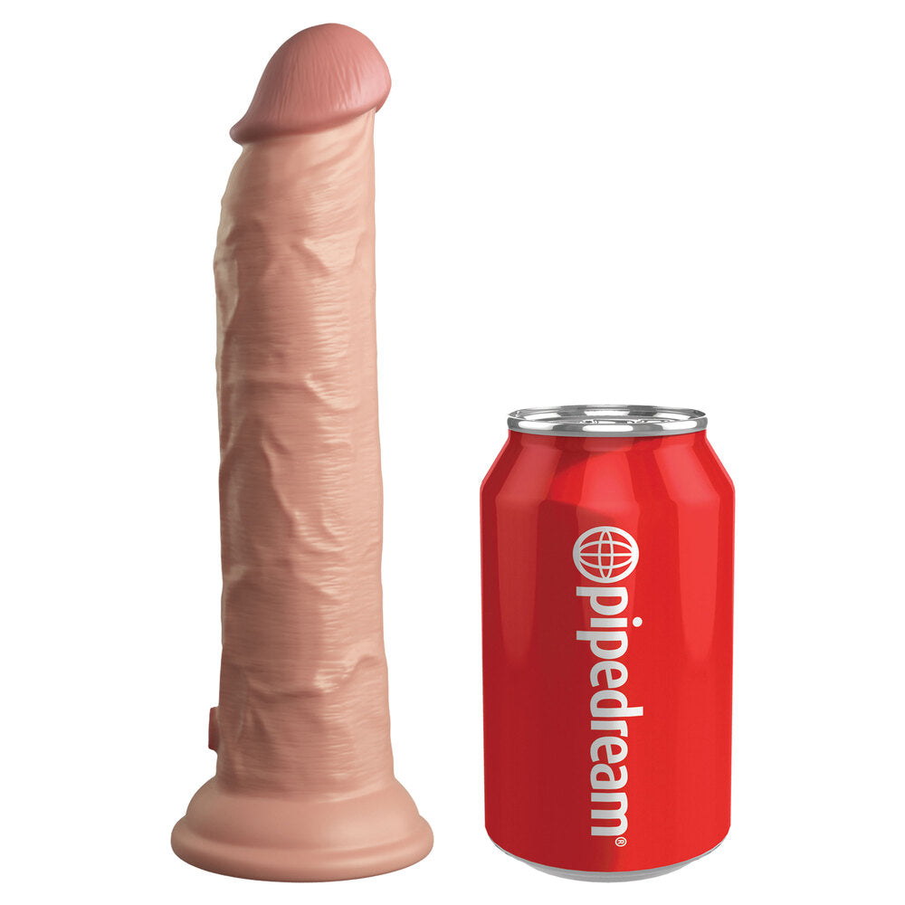 King Cock Elite 9 Inch Dual Density Vibrating Cock Flesh Pink|Front View|"dual density design - front view"