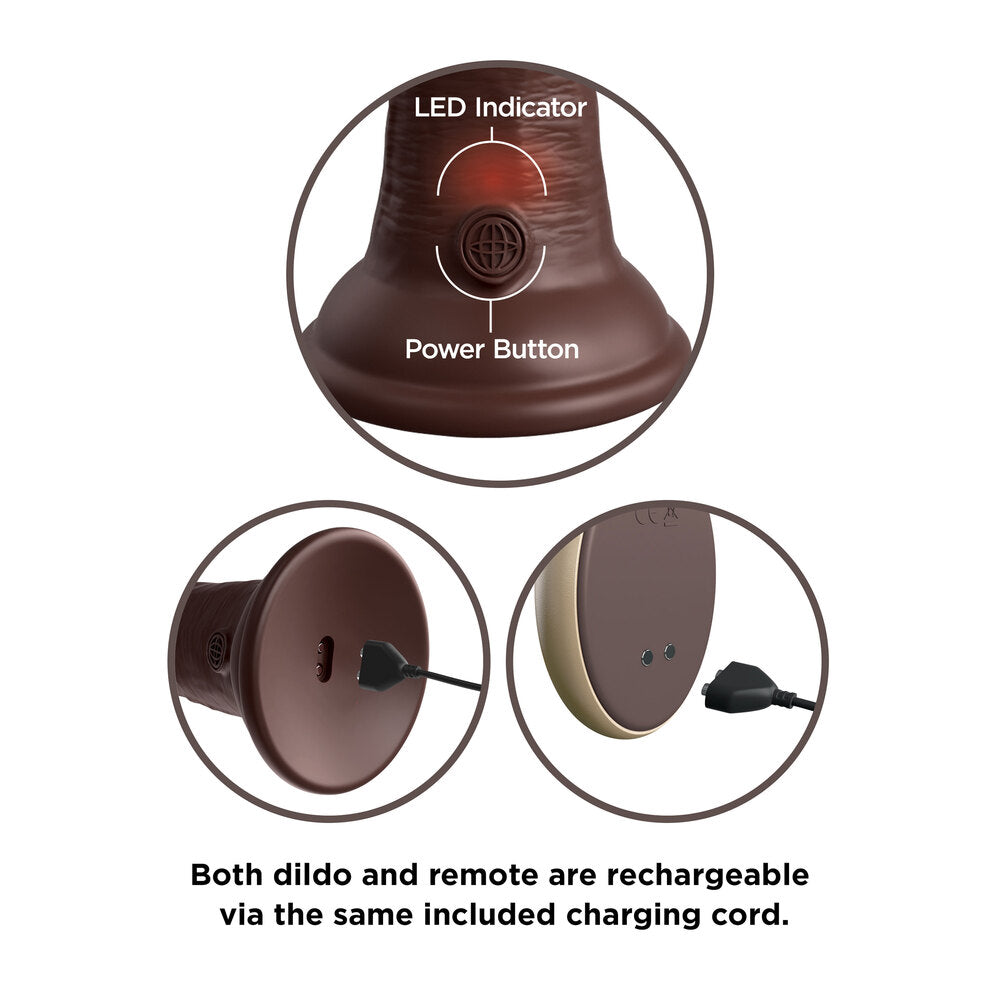 King Cock Elite 9 Inch Dual Density Vibrating Cock Flesh Brown|Back View|"quality build - back view"