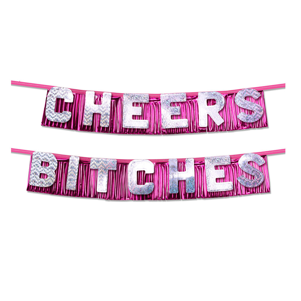 Bachelorette Party Favors Cheers Bitches Party Banner|Front View|"party banner - front view"