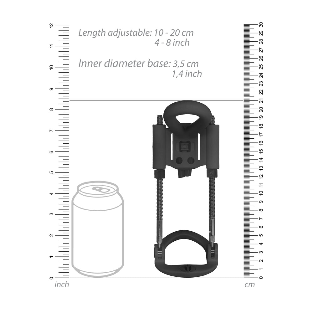 Pumped Penis Extender Black|Detail View|"Comfort ring system with size adjustment - detail view"