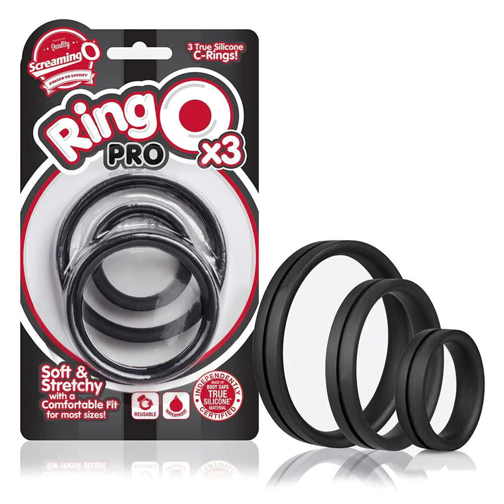 Screaming O RingO Pro X3 Cock Rings Black|Side View|"ringo detail - side view"
