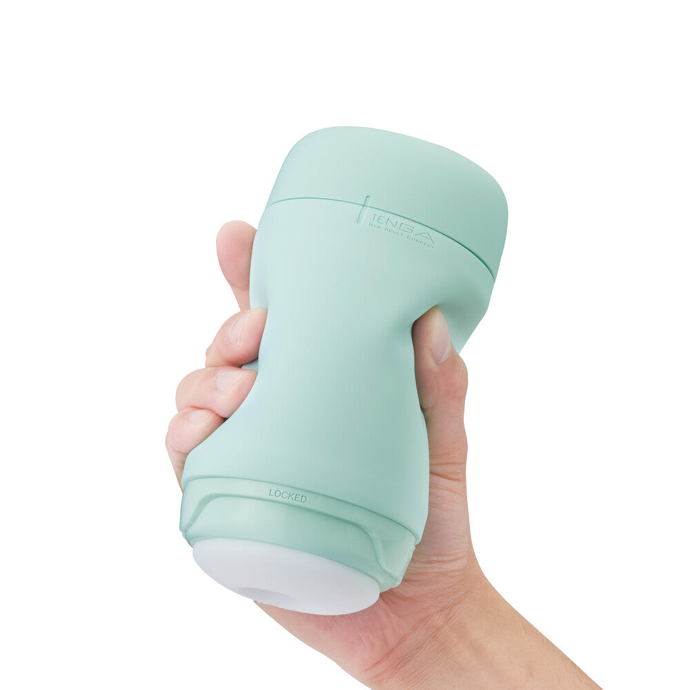 Tenga Puffy Mint Green Masturbator|Front View|"puffy design - front view"