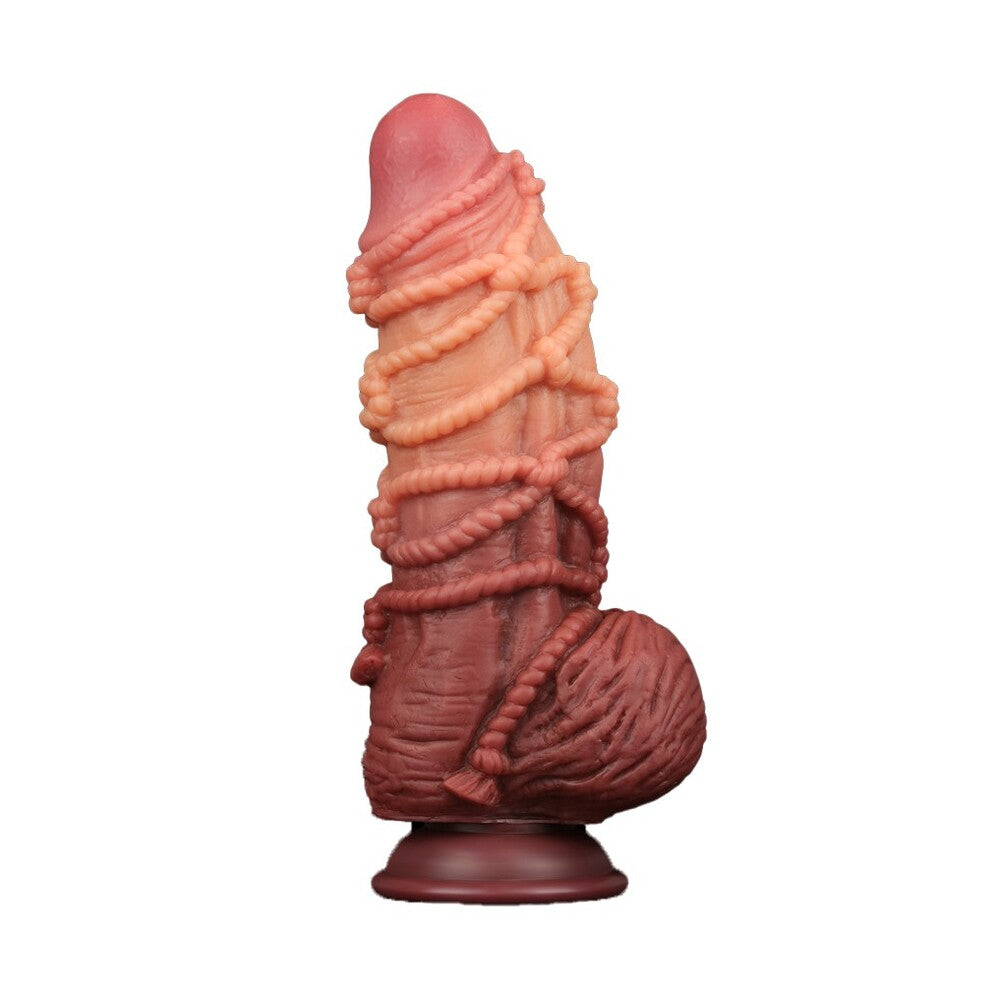 Lovetoy Extreme Dildo With Rope Pattern|Front View|"textured design - front view"