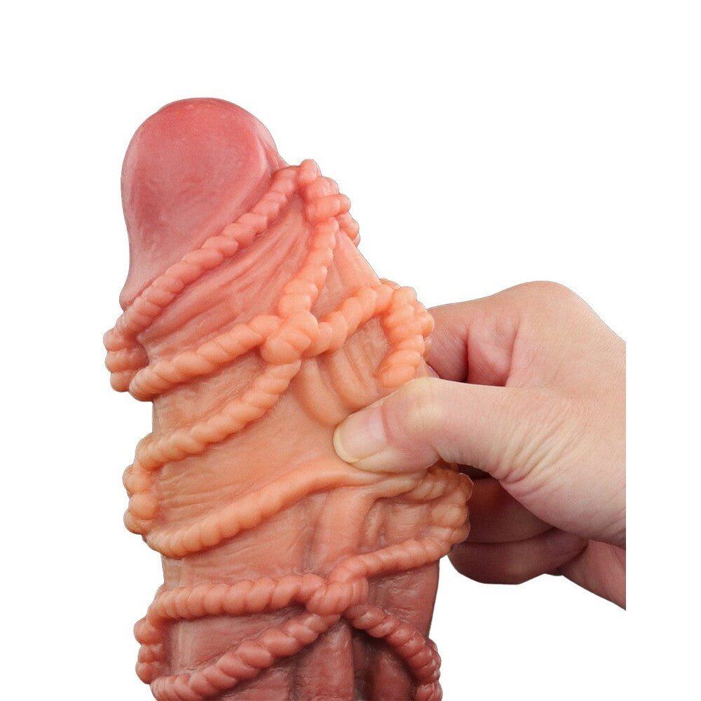 Lovetoy Extreme Dildo With Rope Pattern|Side View|"rope texture - side view"