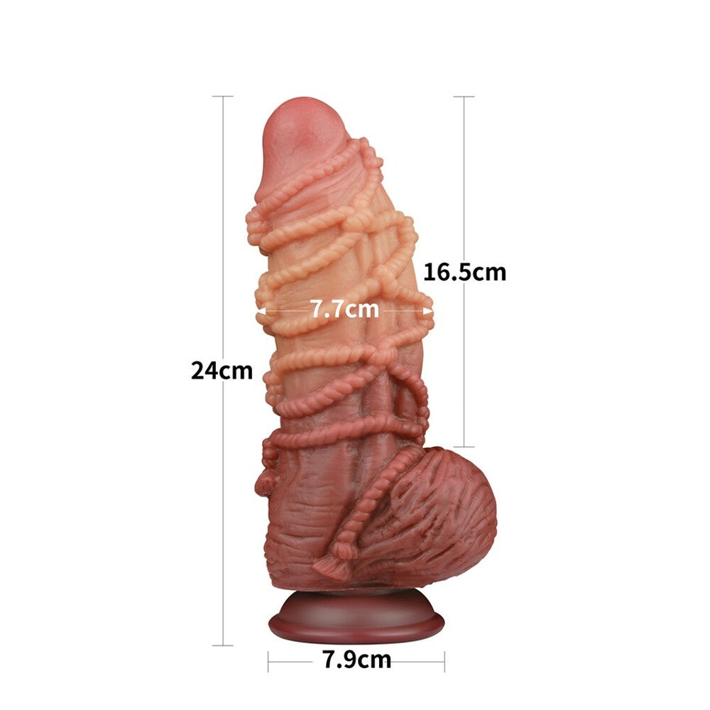 Lovetoy Extreme Dildo With Rope Pattern|Back View|"quality build - back view"