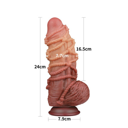 Lovetoy Extreme Dildo With Rope Pattern|Back View|"quality build - back view"