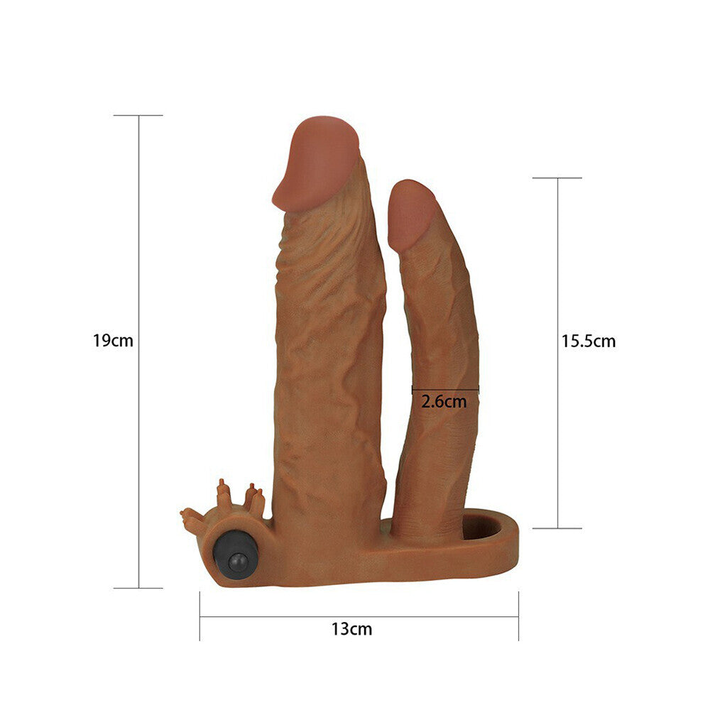 Lovetoy 2 Inch Vibrating Double Pleasure Extender|Back View|"quality build - back view"