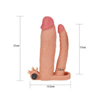 Lovetoy 3 Inch Vibrating Double Extender Flesh Pink|Back View|"quality build - back view"