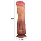Lovetoy 12 Inch Dual Layered Silicone Horse Cock|Side View|"horse cock dildo - side view"