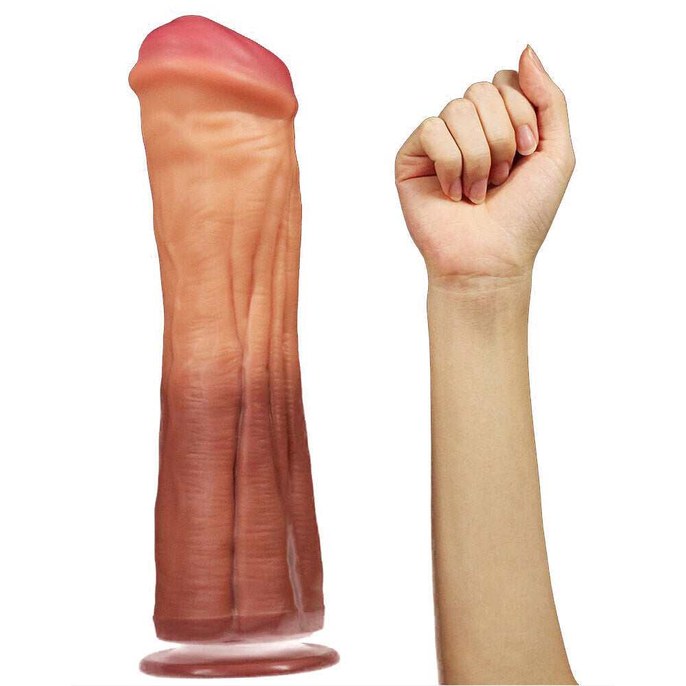 Lovetoy 12 Inch Dual Layered Silicone Horse Cock|Back View|"horse cock dildo - back view"