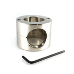 Stainless Steel Ball Stretcher|Front View|"premium steel ball stretcher weight-front view adult toys direct"|