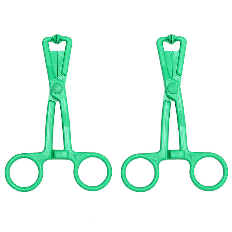Green Scissor Nipple Clamps With Metal Chain|Side View|"chain details-side view"|