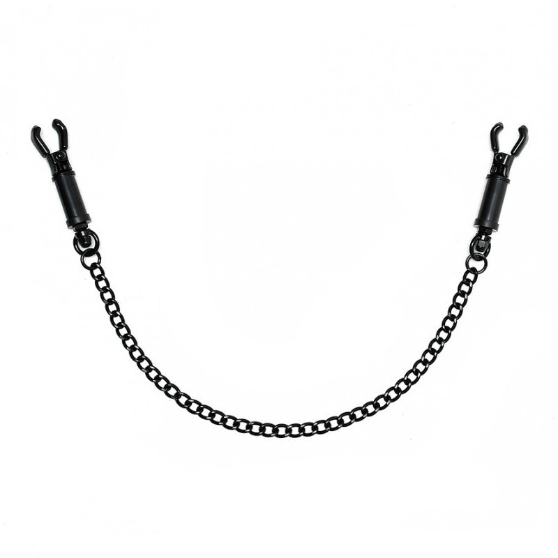 Black Metal Adjustable Nipple Clamps With Chain|Front View|"nipple clamps-front view"|