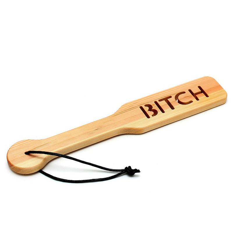 Wooden Bitch Paddle|Side View|"paddle detail-side view adult toys direct"|