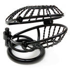 Opening Metal Male Chastity Device With 2 Padlocks|Front View|"dual lock system-front view adult toys direct"|