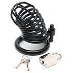 Metal Male Chastity Device With Padlock|Front View|"metal cage system-front view adult toys direct"|