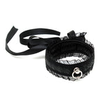 Satin Look Black Collar With O Ring|Front View|"satin collar-front view"|