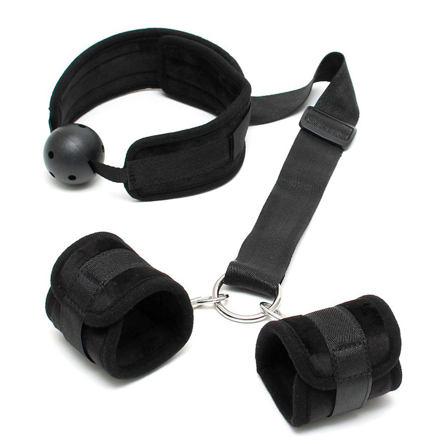 Breathable Mouth Gag With Cuffs|Front View|"gag design-front view"|