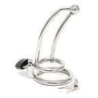 Chastity Penis Lock Curved With Urethral Tube|Back View|"secure lock with tube-back view adult toys direct"|