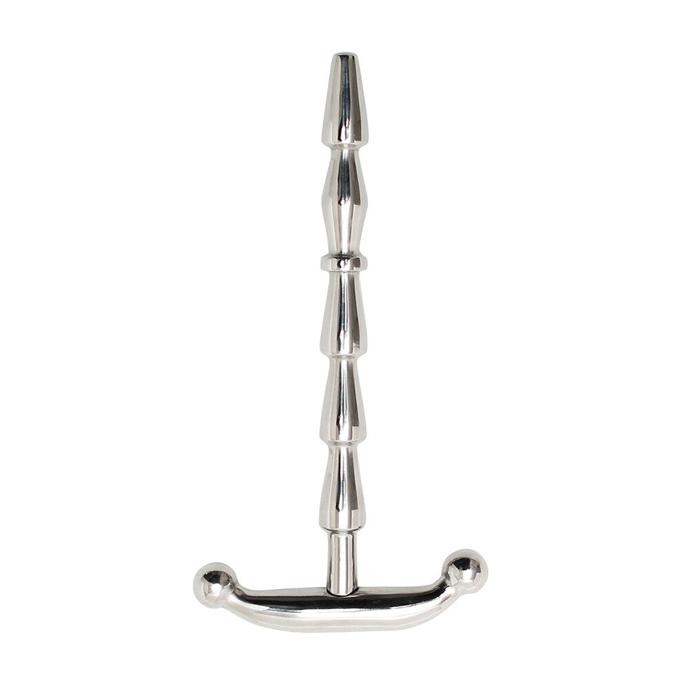 Rimba Bondage Play Ribbed Urethral Stick|Front View|"ribbed urethral sound medical grade steel-front view adult toys direct"|