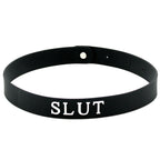 Black Silicone Slut Collar|Side View|"collar details-side view"|