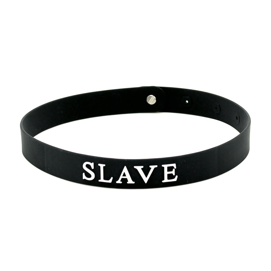 Black Silicone Slave Collar|Side View|"collar details-side view"|