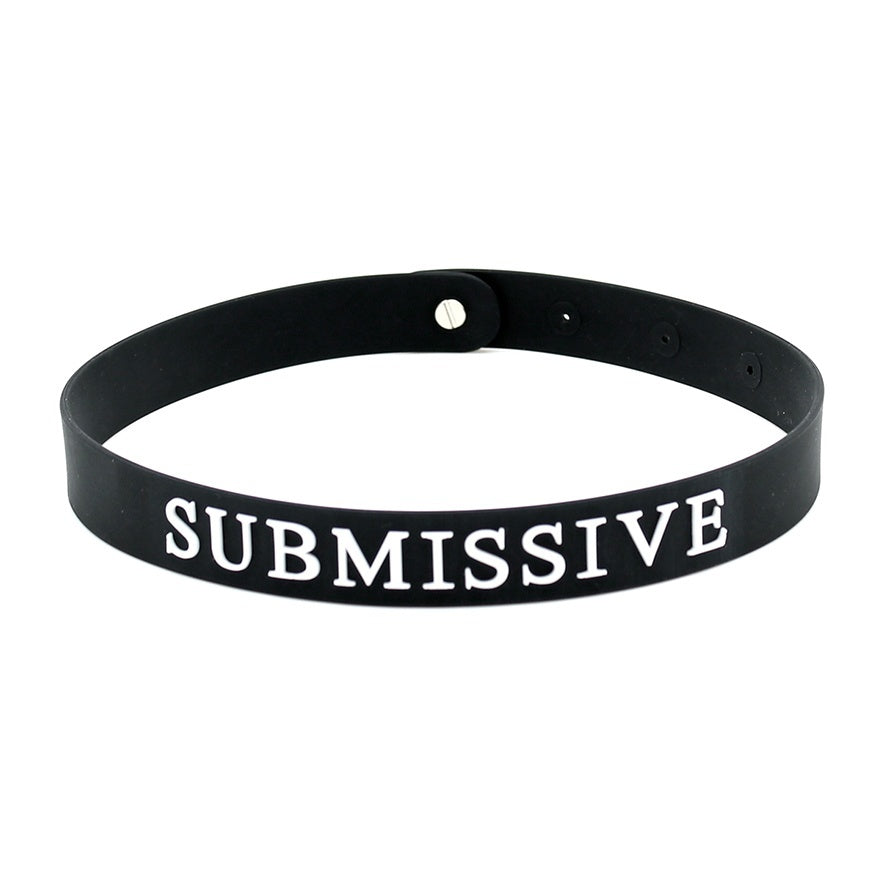 Black Silicone Submissive Collar|Side View|"collar details-side view"|