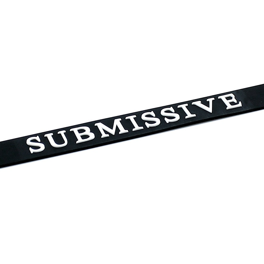 Black Silicone Submissive Collar|Detail View|"text features-detail view"|
