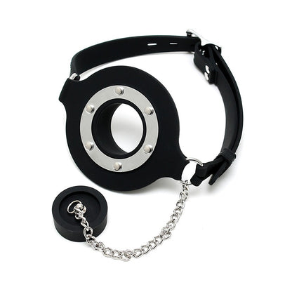 Mouth Gag With Opening And Stopper|Front View|"mouth gag-front view"|