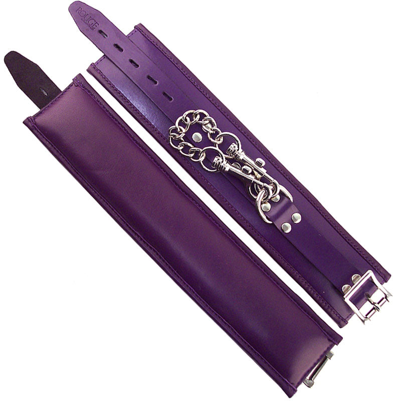 Rouge Garments Wrist Cuffs Padded Purple|Front View|"padded purple wrist restraints-front view adult toys direct"|