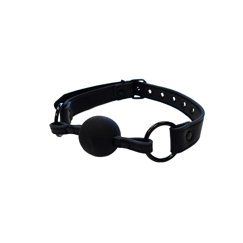 Rouge Garments Plain Black Collar and Gag|Front View|"collar gag-front view"|