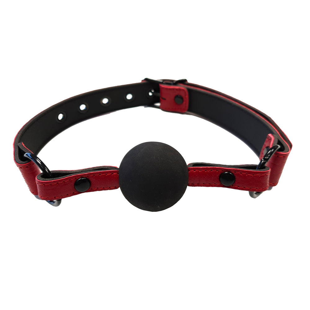 Rouge Garments Leather Croc Print Ball Gag|Front View|"ball gag-front view"|