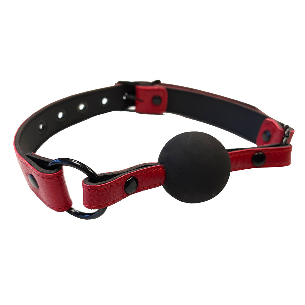 Rouge Garments Leather Croc Print Ball Gag|Side View|"croc details-side view"|