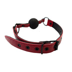 Rouge Garments Leather Croc Print Ball Gag|Detail View|"leather features-detail view"|