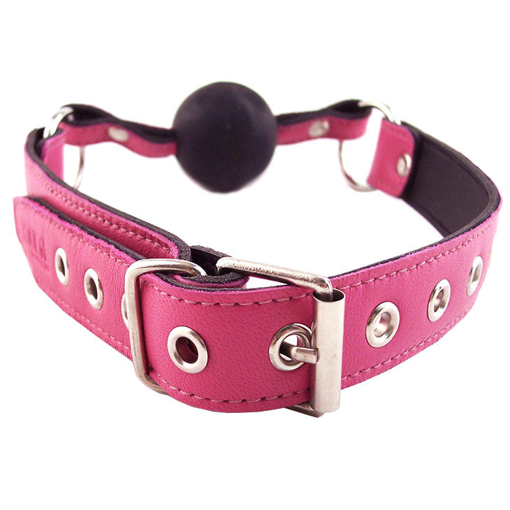 Rouge Garments Ball Gag Pink|Side View|"gag details-side view"|
