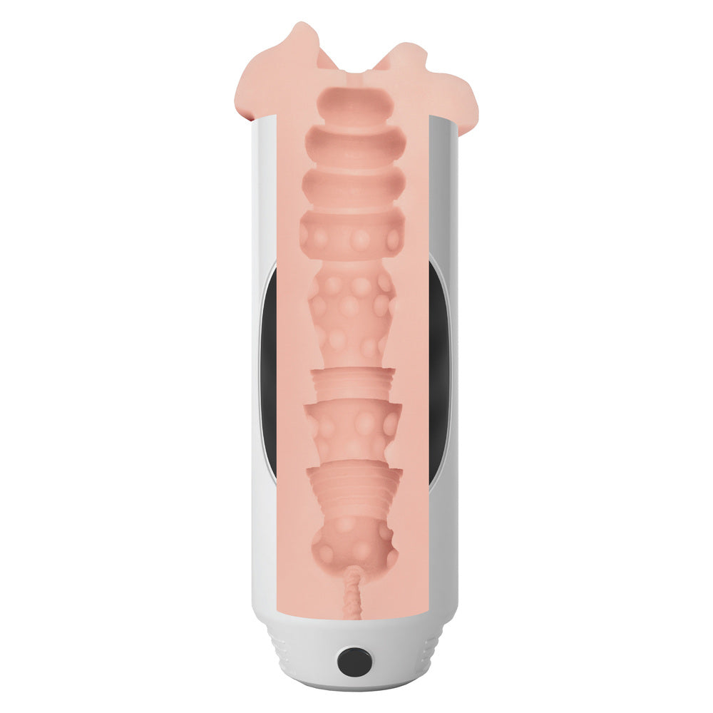 Pipedream Extreme Mega Grip Squeezable Pussy Stroker Masturbator|Side View|"grip detail - side view"