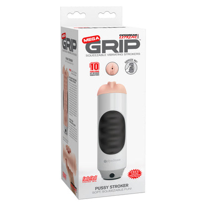 Pipedream Extreme Mega Grip Squeezable Pussy Stroker Masturbator|Detail View|"surface detail - detail view"