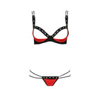 Passion Midori Red And Black Bra Set|Back View|"red black lingerie set - back view"